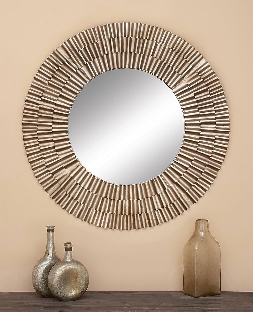 Amazon.com: Deco 79 Wooden Room Wall Mirror Layered Ripple